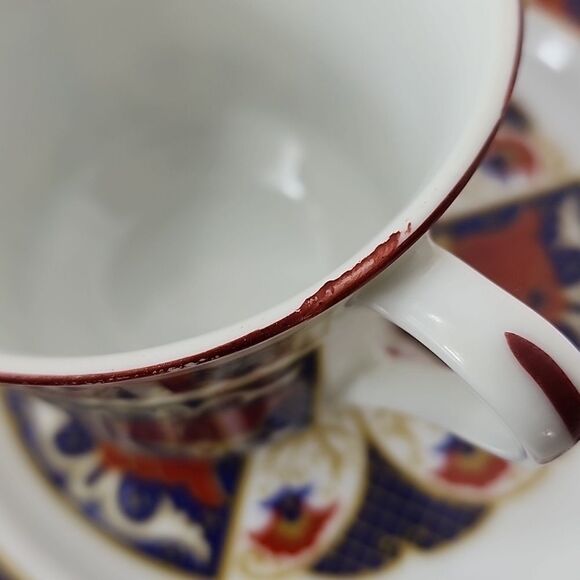 Vintage Set of 4 Imari Japan Derbyshire Fine china SnackDessert Plates & Teacups - Picture 14 of 14